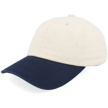 Equip - Beige unconstructed Keps - Kids Stone/Navy Brim Washed Dad Cap @ Hatstore