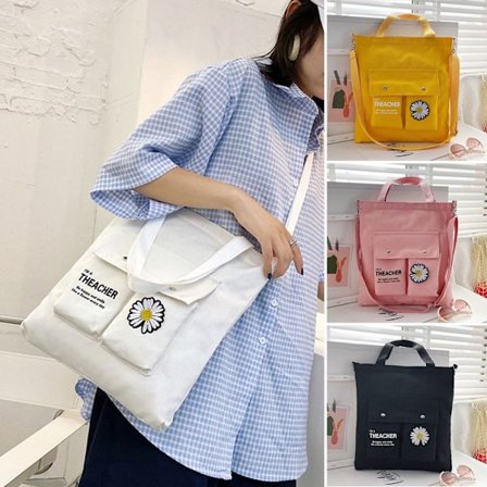 Kvinnor Dragkedja Axelväska Canvas Handväskor vit - high quality