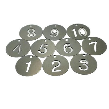 30 stk. nøglemærker nummer ID-mærker rustfrit stål nummererede 1-30 mærker runde nummererede mærker