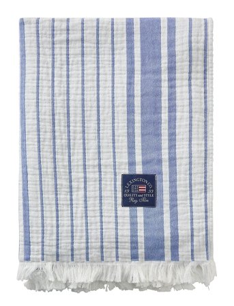 Striped Organic Cotton Throw Blue Lexington Home