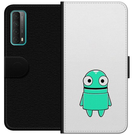 Yhteensopiva Lompakkokotelo Huawei Huawei P smart 2021 Turkoosi piirroshahmo isoilla silmillä ja iloisella persoonallisuudella yksinkertaisessa kuvit