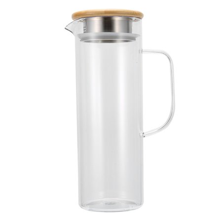 1100ML Transparent Kall Vattenkanna Juicekanna med Bambulock för Hemmabruk