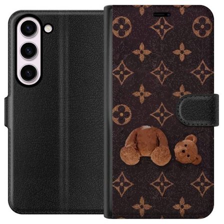 Kompatibelt Plånboksfodral till Samsung Samsung Galaxy S23 Grafiskt monogrammönster med en stiliserad nalle i konstnärlig stil