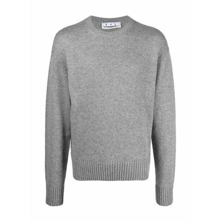 Off White, Round-neck Knitwear Grijs, Heren, Maat:L