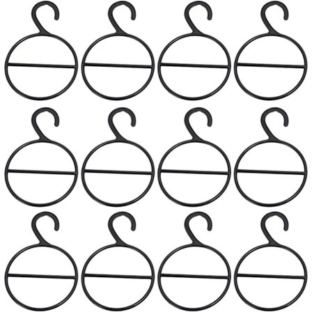12 st Plast Scarfhållare Organizer Runda Scarfhållare Scarf Display Hangers för Scarves Bälte Slips Halsdukar (Svart)
