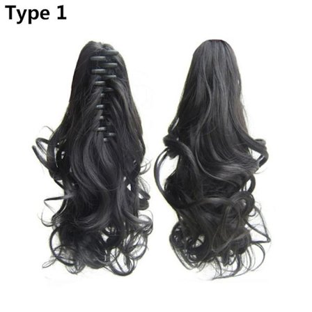Lang krøllet syntetisk klo klip på hestehale hår paryk extensions