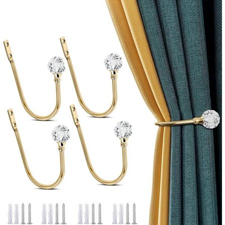 Gardinbindere - 4 Stykker Gardinholdere - Høj Kvalitet - Gardinbindekrog