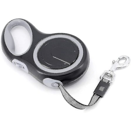 8m indtrækkelig hundeline, automatisk træningsline til hunde op til 50 kg, grå