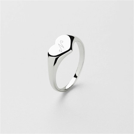 Tine Heart Ring Gravyr - Sterling Silver - Safira
