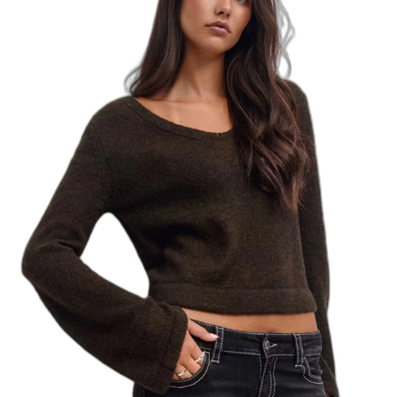 Brun croppad stickad tröja Gina Tricot