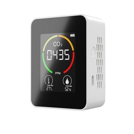 Kuldioxiddetektor, kuldioxidmonitor, kan måle temperatur, luftfugtighed osv., digitalt display (Hvid)