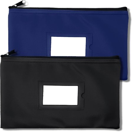 Pengar Bank Insättningsväska med Dragkedja | Svart och Marinblå | 1,ZQKLA