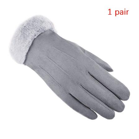 Mode Damhandskar Höst Vinter E Furry Warm Mitts Full Fing