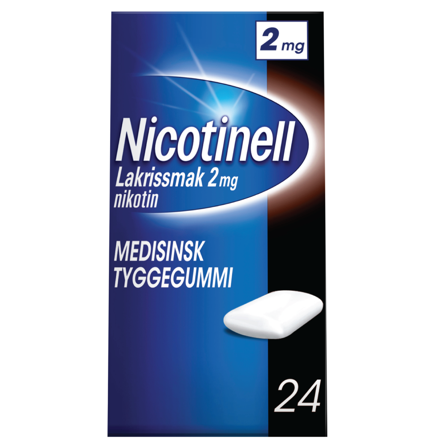 Nicotinell 2 mg tyggegummi, Lakris, 24 stk.
