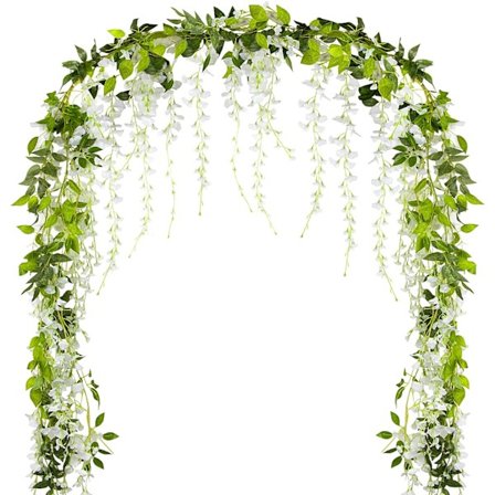 2 stk. * 2 m udendørs kunstige wisteria planter guirlande hængende hvide wisteria blomster falsk vedbend kunstig løv indendørs dekoration til bryllup 