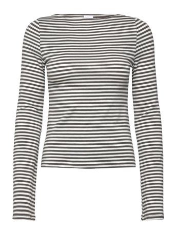 Weekday Soft Striped Long Sleeve Top - Grey - L