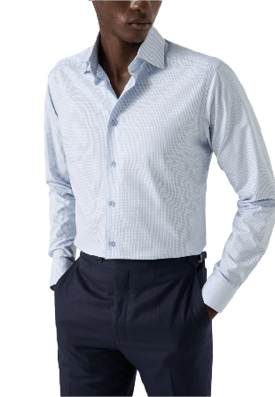 Eton Rutig Fine Twill-skjorta Slim Fit Button-downskjortor Herr Blå 39