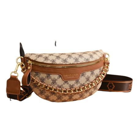 Axel diagonalt kors Bred axelrem Damväska Mångsidig Mode Enkla bokstäver Midjeväska BEIGE