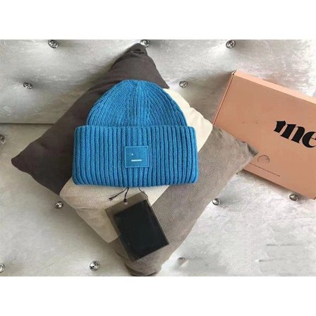 [LCS] AC Smiley Uldhue til Par - Firkantet Rullet, Højkvalitets Vinterhue Mellangrå