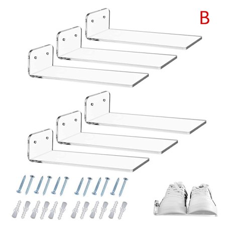 6st klara flytande sneakerhyllor Väggmonterade skoställ