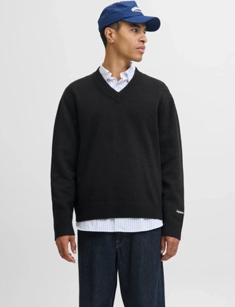 Jack & Jones Jornorrebro Knit V-Neck - Black - S