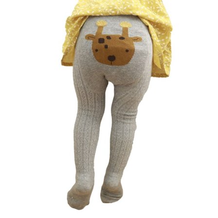 Baby Leggings Strumpbyxor Flickor Bomulls Cartoon Mönster Sock Leggings Mjuk Varma Baby Strumpbyxor för 1‐3 År Gamla Grå L (35.43 ~ 40.16in)