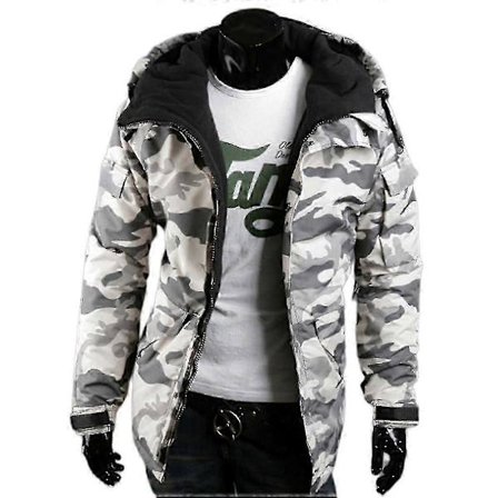 Vinterjakke i bomull med kamuflasjemønster for menn, løs passform