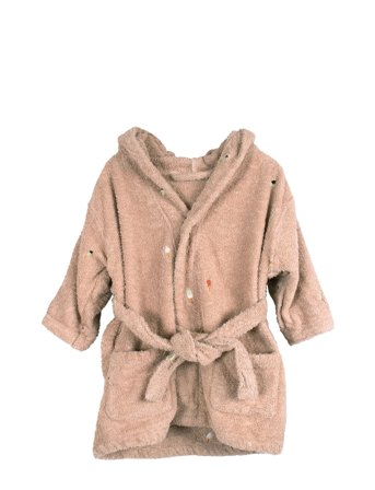 Filibabba Embroidered Bathrobe 1-2 Years - Frappé - Coral - ONE SIZE