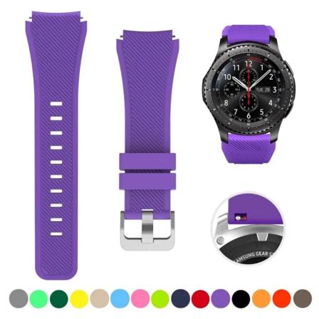 20mm 22mm rem för Samsung galaxy watch4 44mm/40mm 5 pro active 2 Gear s3 Silikon Correa armband Huawei Watch gt2/3/2e band purple 4 20mm