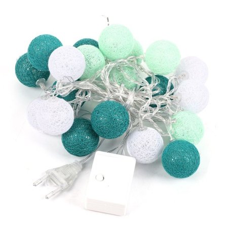 EU-stik 220V 3,7m 20 bomuldsgarnkugler LED-lyskæde KLB