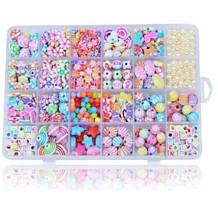 24-gitter børns perler legetøj diy håndlavet piger hånd-viklede perler halskæde armbånd perler