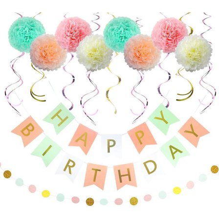 Fødselsdagspynt, Tri-farvet Glad Fødselsdag Pynt Til Kvinder