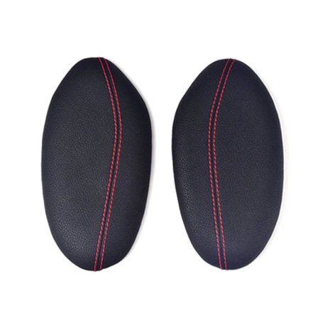 2 stk. Benstøttepude til bil Læder Benpude Memory Foam Knæpude til bil, Sort Rød Linje, Håndsyet