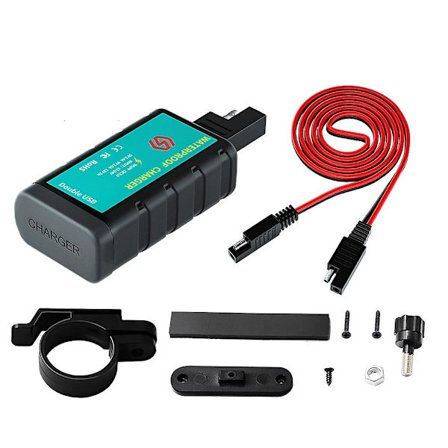 Vattentät motorcykel plast Sae-uttag 1422c2 dubbel USB-laddare ledningar