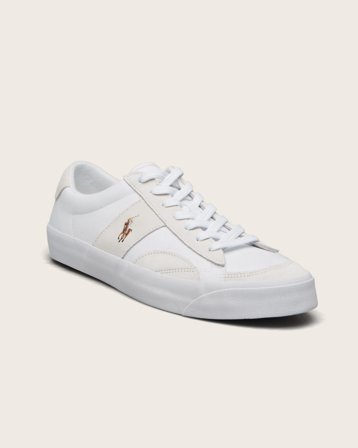 Polo Ralph Lauren Sayer Canvas & Suede Sneaker Weiß Schuhe Jungen - Kids Brand Store