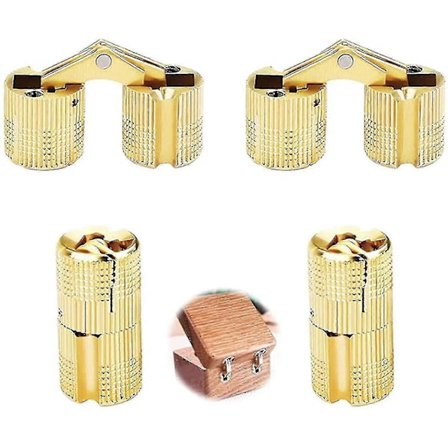 4 stk. Bokshengsler, Sylinderhengsler, Messing Skjulte Hengsler Usynlig Fat Hengsel (12 mm)