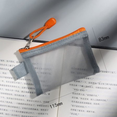 6 PACKS Nylon Mesh Card Säilytyslaukut Pienet vetoketjulliset pussit HARMAA