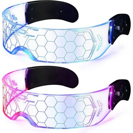 2 par LED Visor Briller Dual Control 7 Farger Og 4 Moduser Futuristiske Briller Lys Opp Briller Rave Briller Lysende Briller