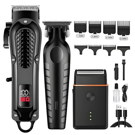Multifunktionell Hårtrimmer med Borstlös Motor, USB-laddning, 3-delars Set D27