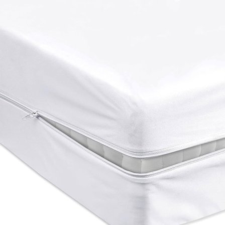 Vanntett madrassbeskytter 150 x 200+30cm Høy kvalitet Glidelås Madrassbeskytter, Anti Bed Bug, Anti Dust Mite Madrassbeskytter Hvit