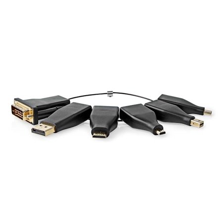 HDMI Adapter | DisplayPort Han / DVI-D 24 + 1-pin han / HDMI Micro-stik / HDMI Mini-stik / Mini DisplayPort han / USB-C Han | HDMI Hun | Guldplat