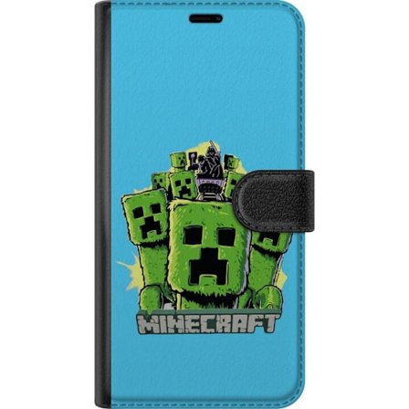 Samsung Galaxy A26 Lompakkokotelo Minecraft Creeper armeija vihreä creeper kuvitus piirroselokuva tyyli klassinen Minecraft teema