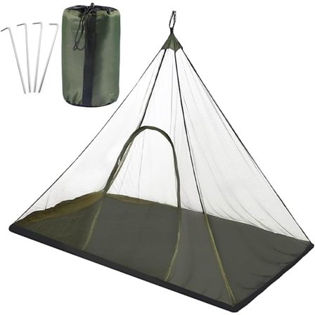 Camping Myggnät 220 x 120 x 100 cm, Myggnäts Tält med Förvaringsväska, Bärbar och Lätt Resemyggnät