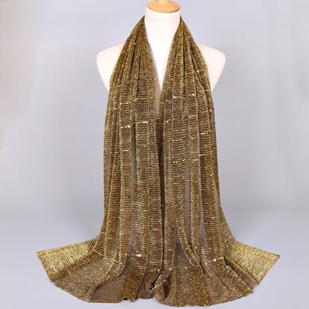 Skjerf for kvinner 2022 Stripet sjal med paljetter Tynt pustende 9# yellowish brown 180-65cm