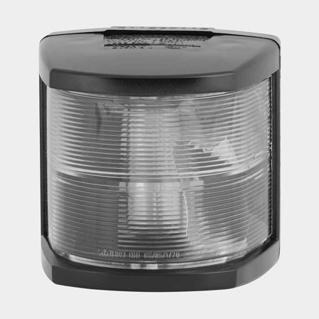 Huipputasovalo Hella 2984, 25 W, 12 V, 225°, UV-kestävä musta muovi, 108 x 107 x 90 mm, valkoinen, veneille <20 metriä + valonlähde Halogen (12 V/25 W