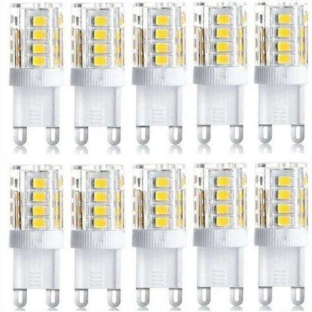 10-pak LED-spots, G9 LED-lampe, 5 W varm hvid kold hvid, LED-pærer energibesparende, halogenpære erstatning, AC 230 V ikke dæmpbar