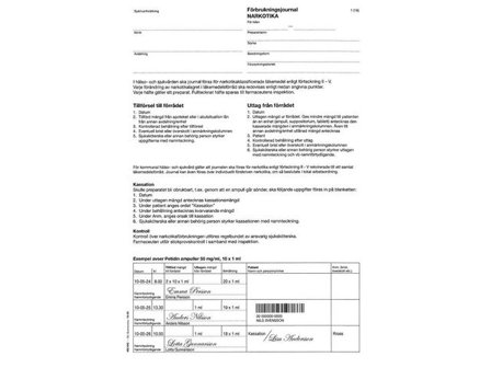 Häfte Narkotikajournal A4 - Lyreco - Sjukvård och omsorg - Diagnos och behandling - Blanketter och journalerer