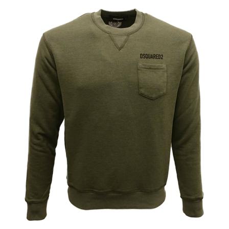 Dsquared2, Logo-Print Chest-Pocket Sweatshirt Groen, Heren, Maat:M,polyester