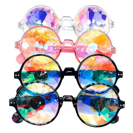 Kaleidoskooppilasit 4 pakkausta, Kristallilinssi Monivärinen Monikulmainen Prisma, Kaleidoskooppilasit Lomakutsuille, Selfie