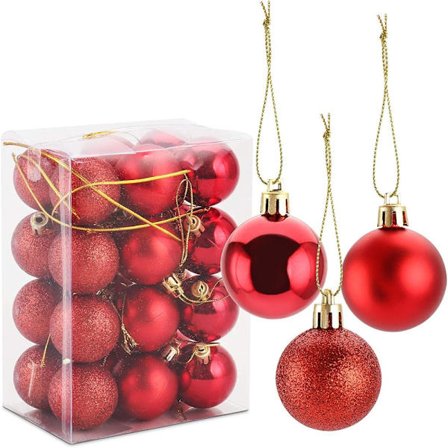 Julekule sett - 24 julekuler i plast -